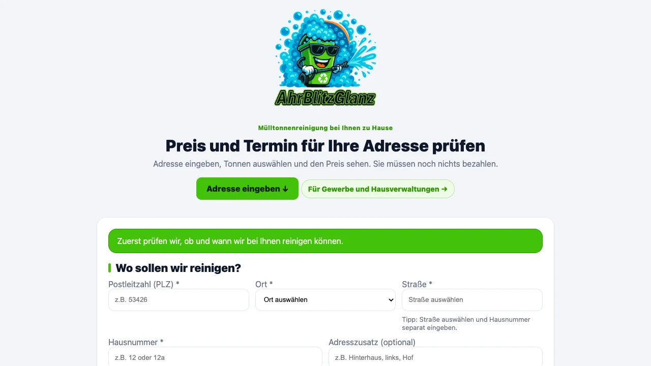 AHR Blitzglanz – Custom Booking System